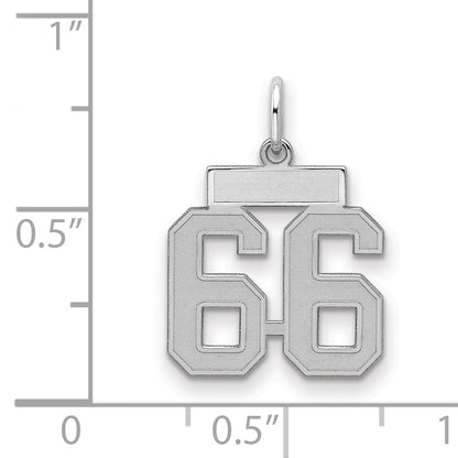 Sterling Silver Silver/Rhodium-Plated Satin Number 66 Charm