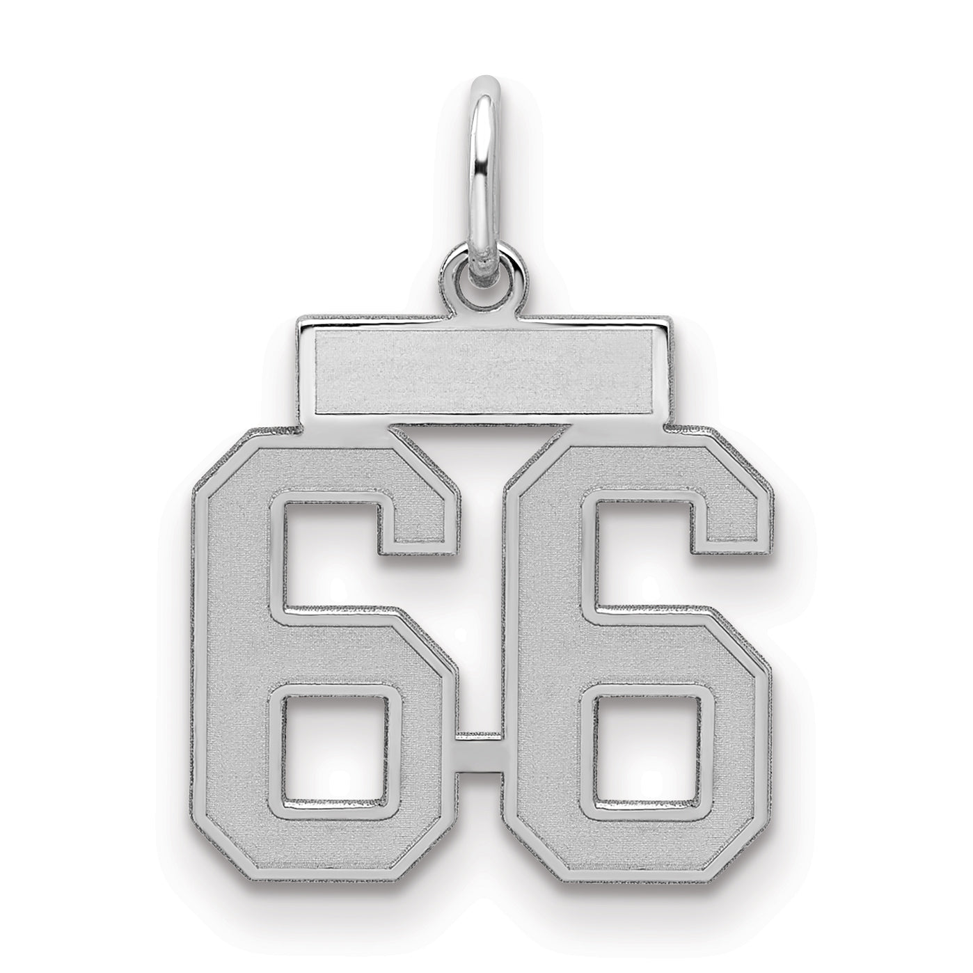 Sterling Silver Silver/Rhodium-Plated Satin Number 66 Charm