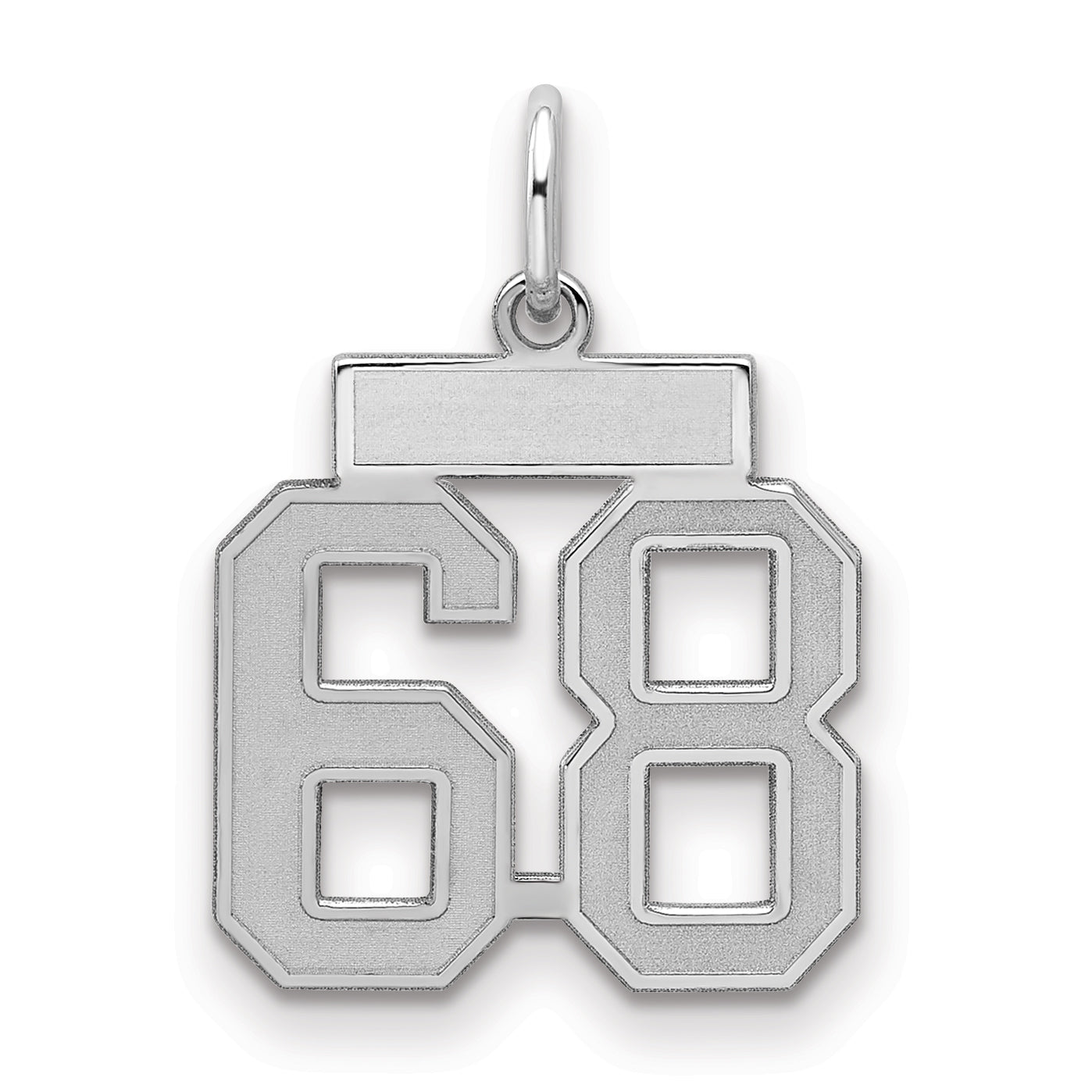 Sterling Silver Silver/Rhodium-Plated Satin Number 68 Charm