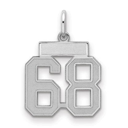 Sterling Silver Silver/Rhodium-Plated Satin Number 68 Charm
