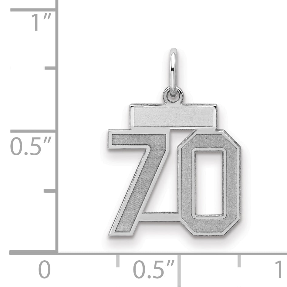 Sterling Silver Silver/Rhodium-Plated Satin Number 70 Charm
