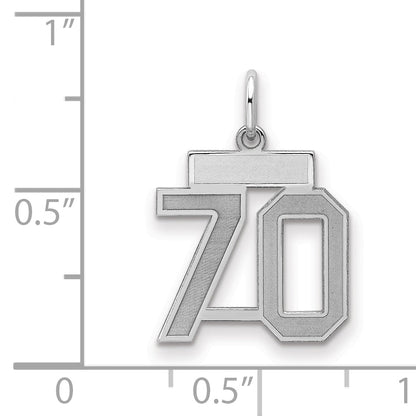 Sterling Silver Silver/Rhodium-Plated Satin Number 70 Charm