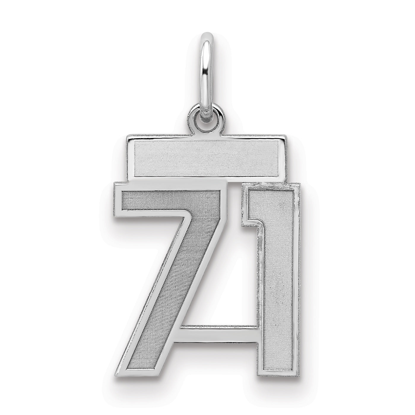 Sterling Silver Silver/Rhodium-Plated Satin Number 71 Charm