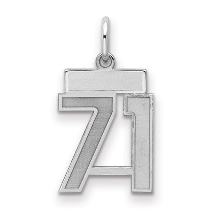 Sterling Silver Silver/Rhodium-Plated Satin Number 71 Charm