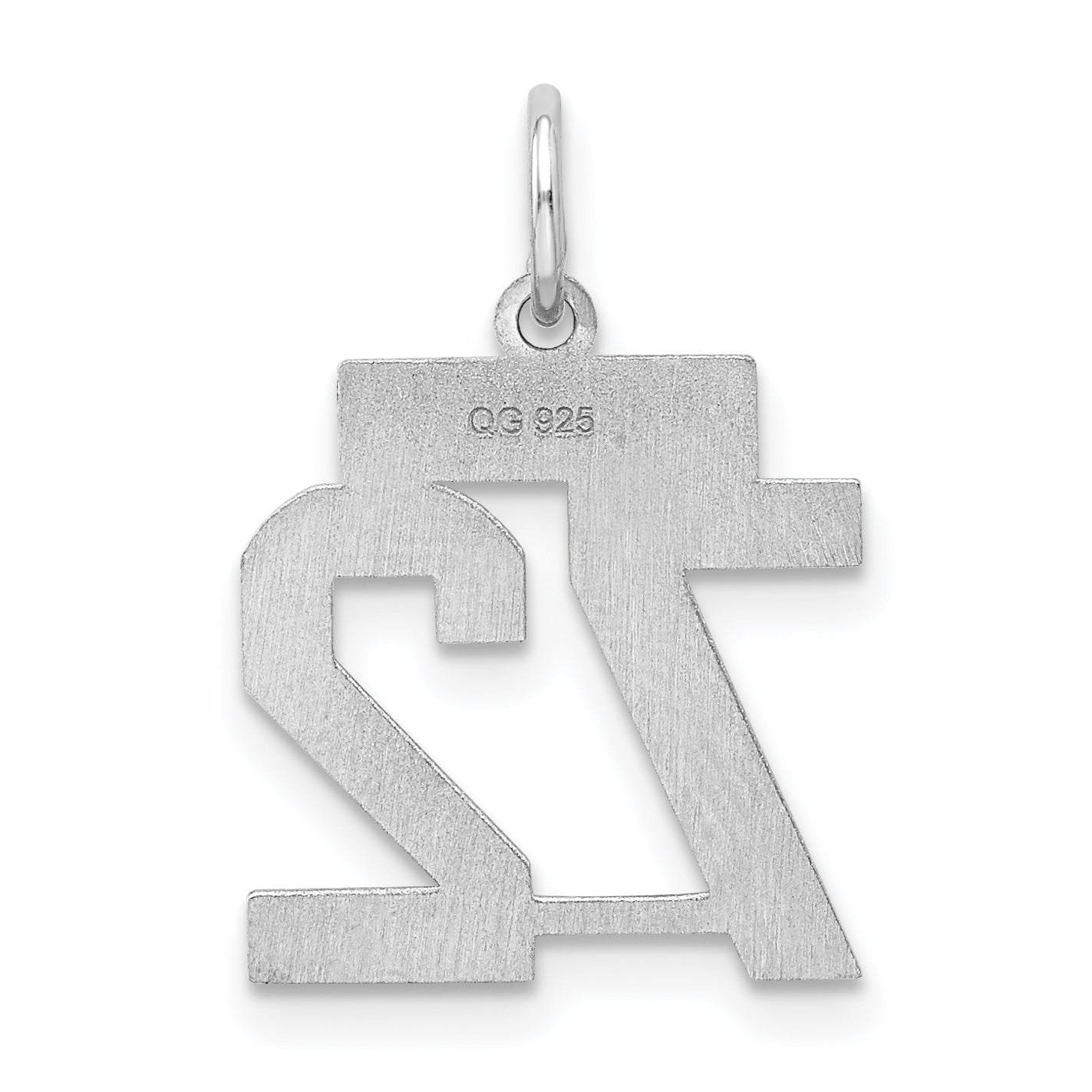 Sterling Silver Silver/Rhodium-Plated Satin Number 72 Charm