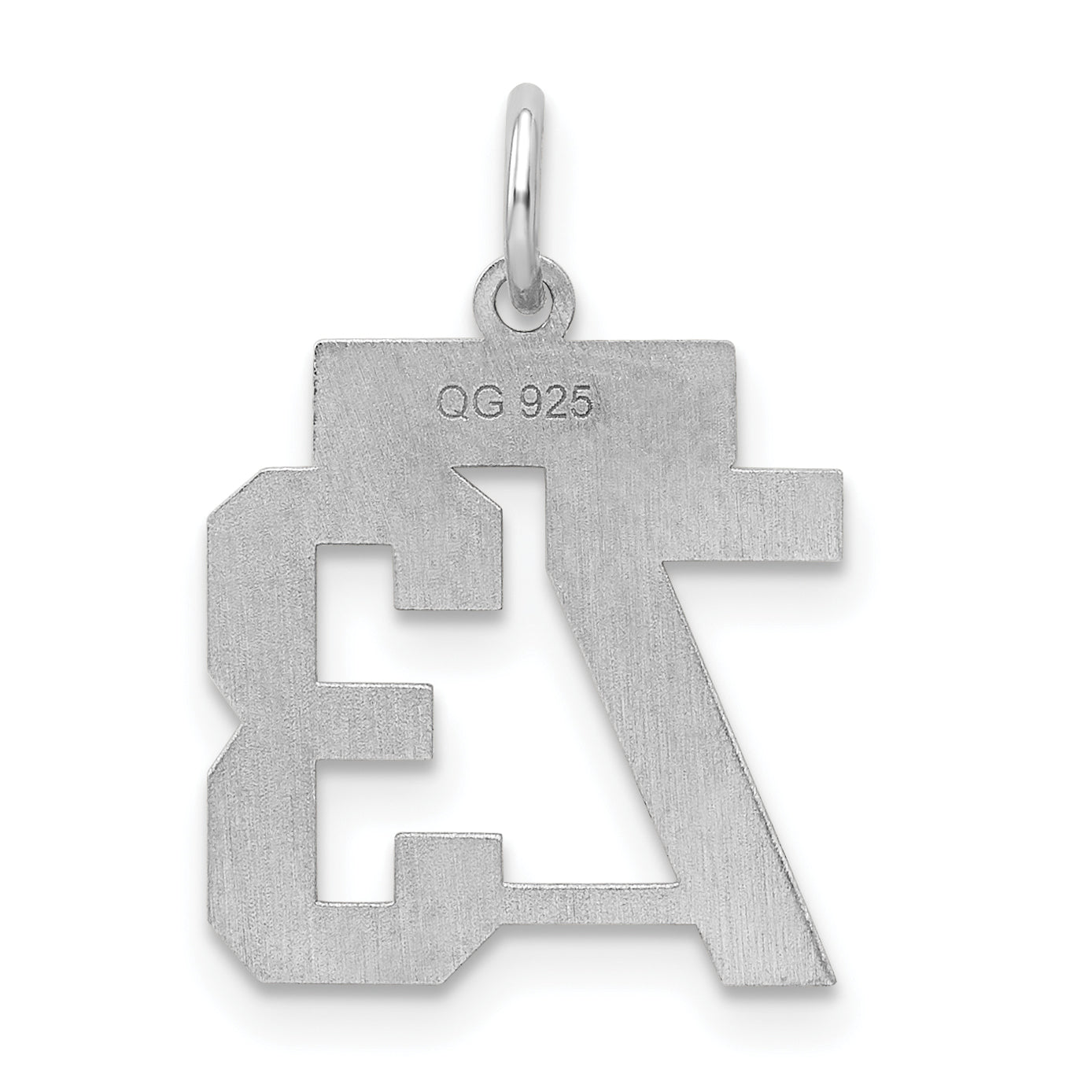 Sterling Silver Silver/Rhodium-Plated Satin Number 73 Charm