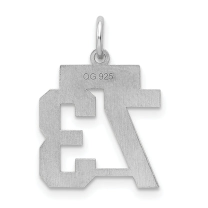 Sterling Silver Silver/Rhodium-Plated Satin Number 73 Charm