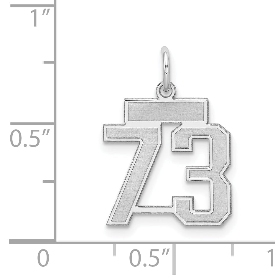 Sterling Silver Silver/Rhodium-Plated Satin Number 73 Charm