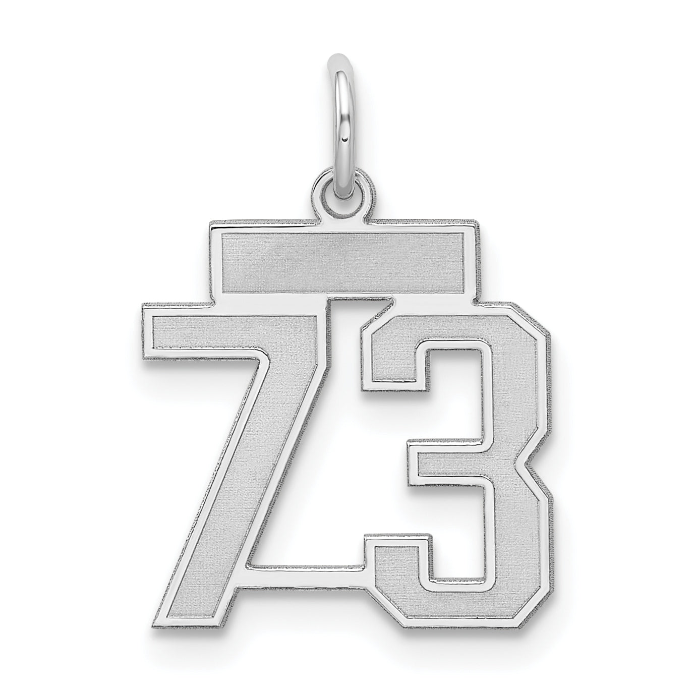 Sterling Silver Silver/Rhodium-Plated Satin Number 73 Charm
