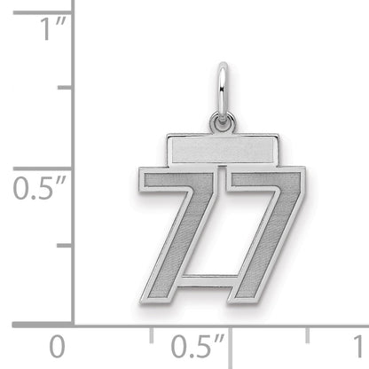 Sterling Silver Silver/Rhodium-Plated Satin Number 77 Charm