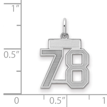Sterling Silver Silver/Rhodium-Plated Satin Number 78 Charm