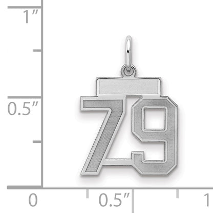 Sterling Silver Silver/Rhodium-Plated Satin Number 79 Charm