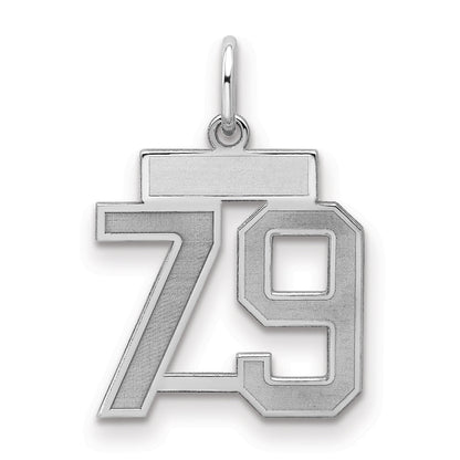 Sterling Silver Silver/Rhodium-Plated Satin Number 79 Charm