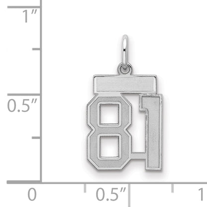 Sterling Silver Silver/Rhodium-Plated Satin Number 81 Charm