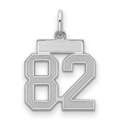 Sterling Silver Silver/Rhodium-Plated Satin Number 82 Charm