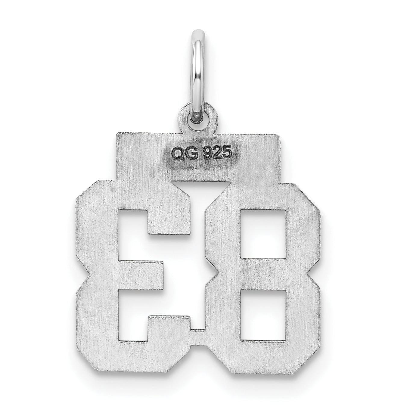 Sterling Silver Silver/Rhodium-Plated Satin Number 83 Charm