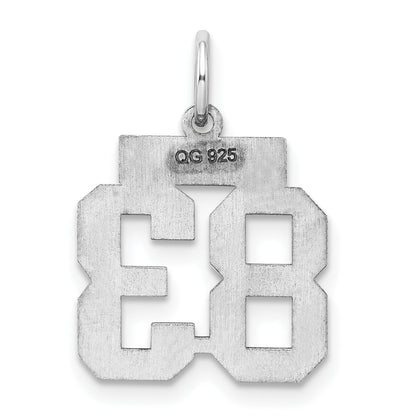 Sterling Silver Silver/Rhodium-Plated Satin Number 83 Charm