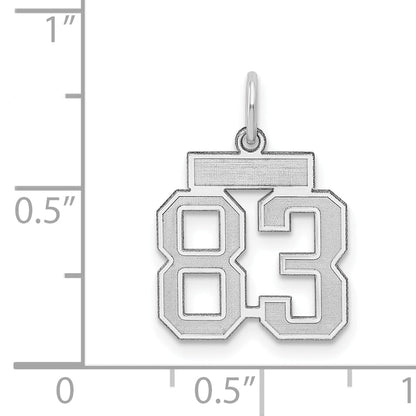 Sterling Silver Silver/Rhodium-Plated Satin Number 83 Charm
