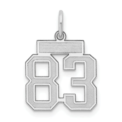 Sterling Silver Silver/Rhodium-Plated Satin Number 83 Charm