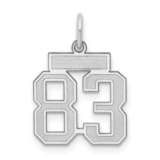 Sterling Silver Silver/Rhodium-Plated Satin Number 83 Charm