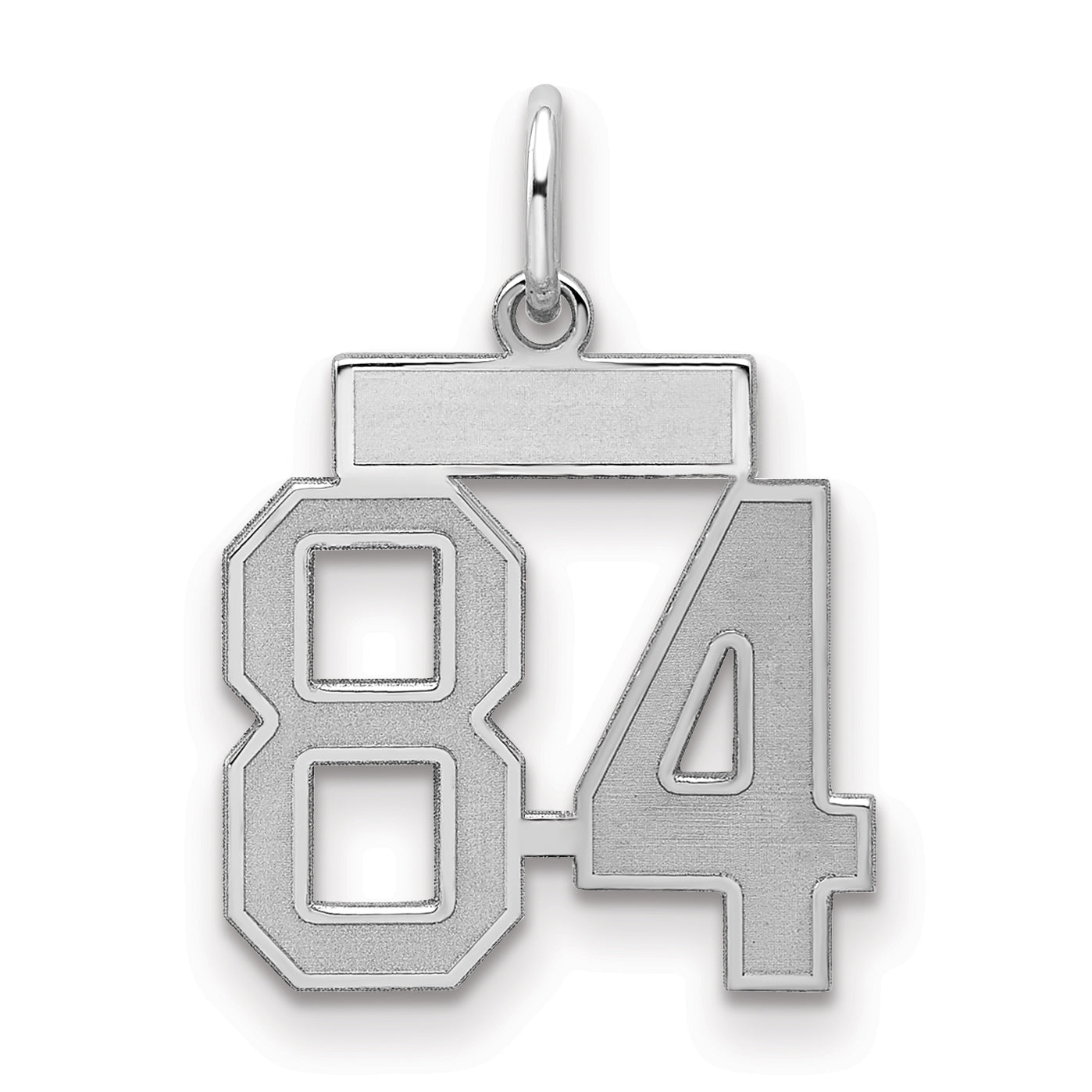 Sterling Silver Silver/Rhodium-Plated Satin Number 84 Charm