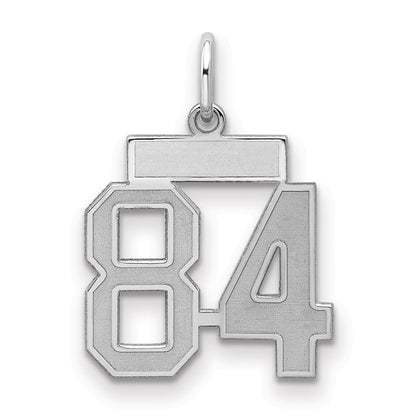 Sterling Silver Silver/Rhodium-Plated Satin Number 84 Charm