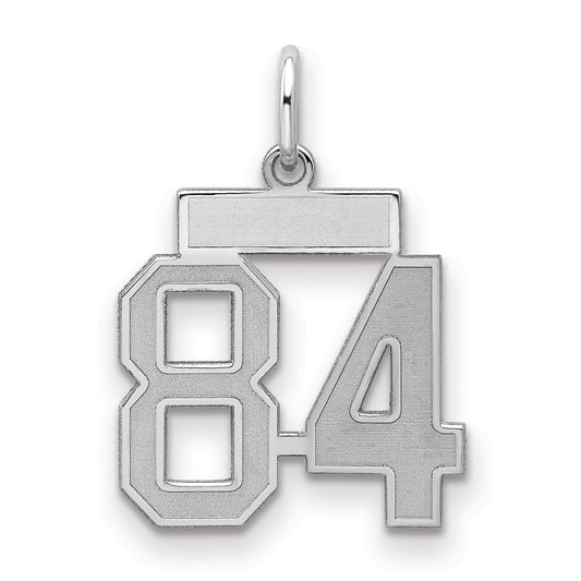 Sterling Silver Silver/Rhodium-Plated Satin Number 84 Charm