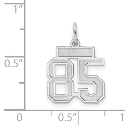 Sterling Silver Silver/Rhodium-Plated Satin Number 85 Charm