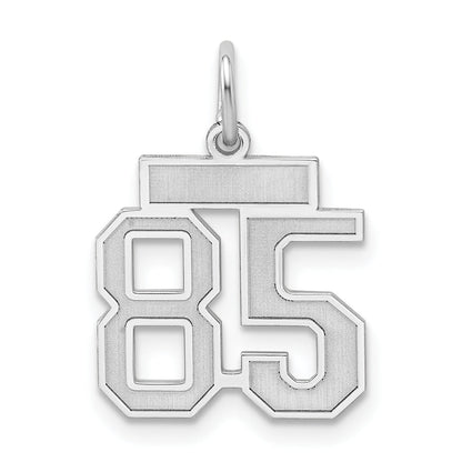 Sterling Silver Silver/Rhodium-Plated Satin Number 85 Charm