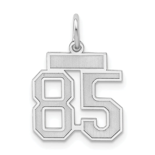 Sterling Silver Silver/Rhodium-Plated Satin Number 85 Charm