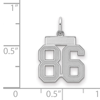 Sterling Silver Silver/Rhodium-Plated Satin Number 86 Charm