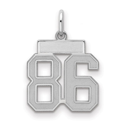 Sterling Silver Silver/Rhodium-Plated Satin Number 86 Charm