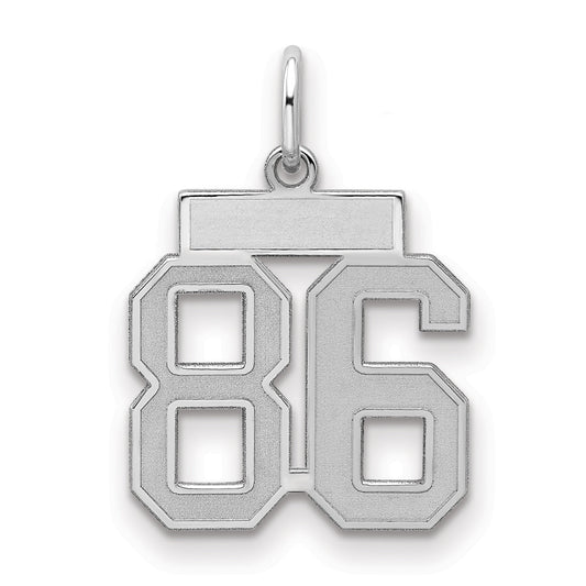 Sterling Silver Silver/Rhodium-Plated Satin Number 86 Charm