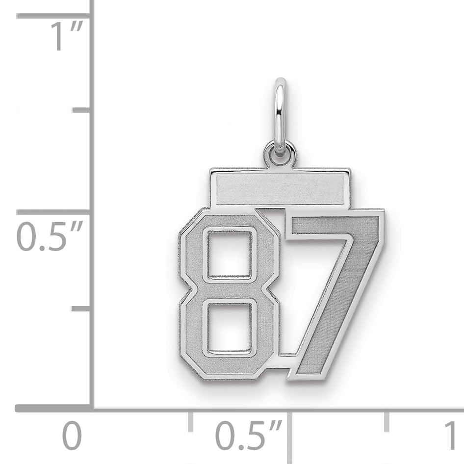 Sterling Silver Silver/Rhodium-Plated Satin Number 87 Charm