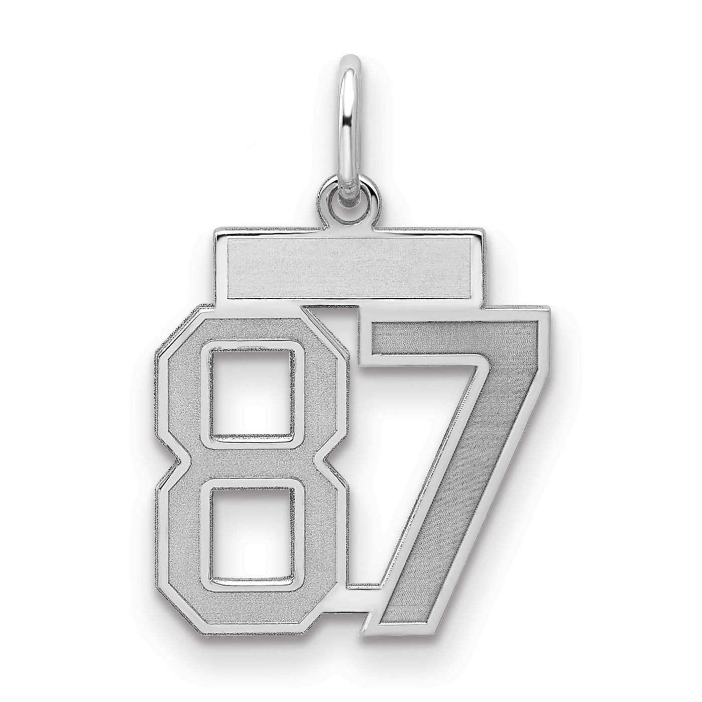 Sterling Silver Silver/Rhodium-Plated Satin Number 87 Charm