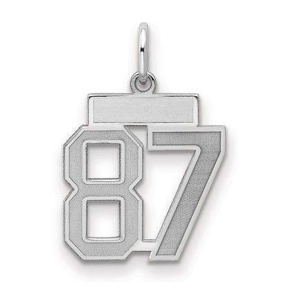 Sterling Silver Silver/Rhodium-Plated Satin Number 87 Charm