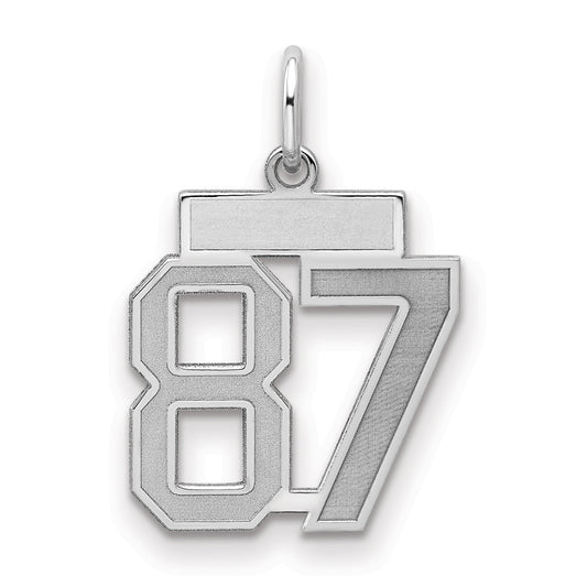 Sterling Silver Silver/Rhodium-Plated Satin Number 87 Charm