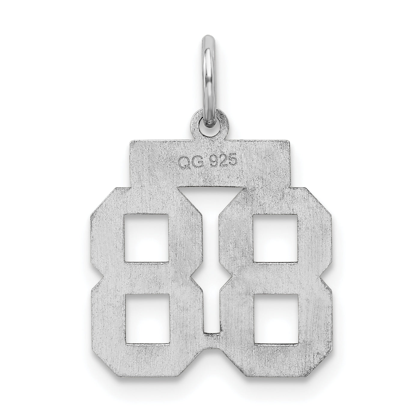 Sterling Silver Silver/Rhodium-Plated Satin Number 88 Charm