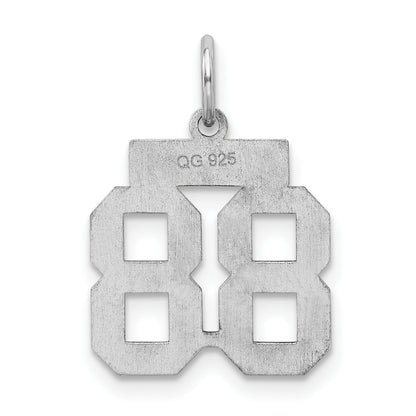 Sterling Silver Silver/Rhodium-Plated Satin Number 88 Charm