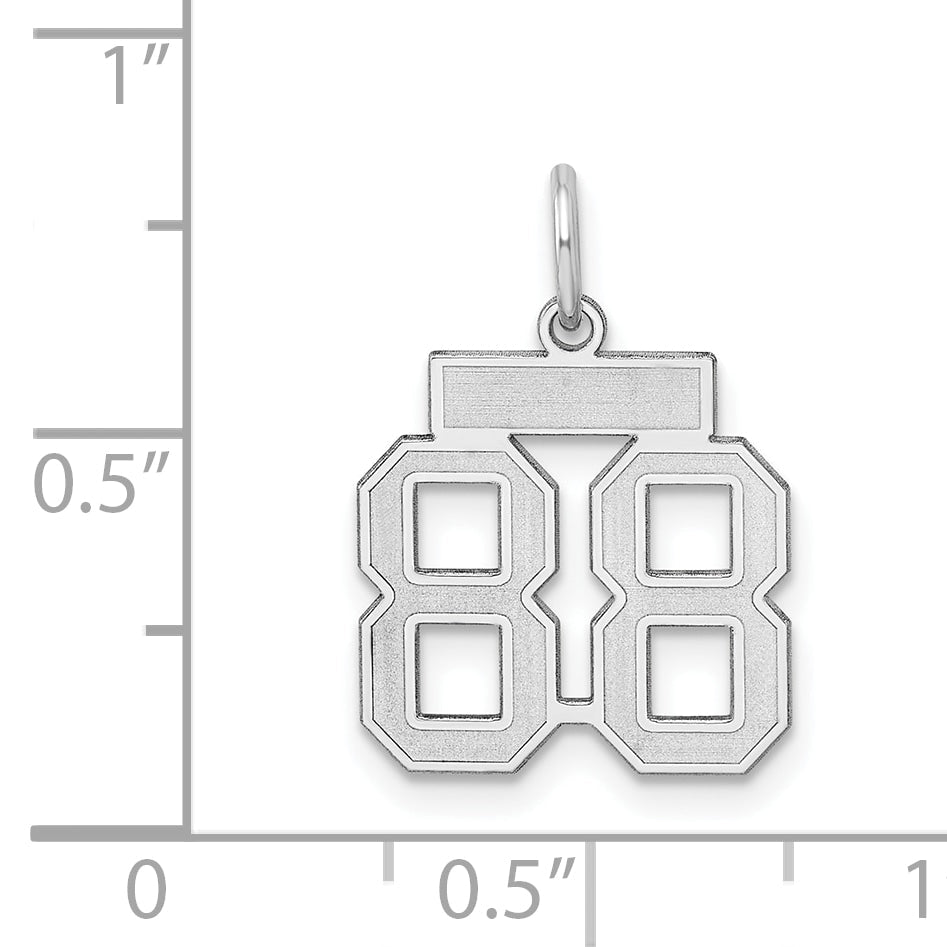 Sterling Silver Silver/Rhodium-Plated Satin Number 88 Charm
