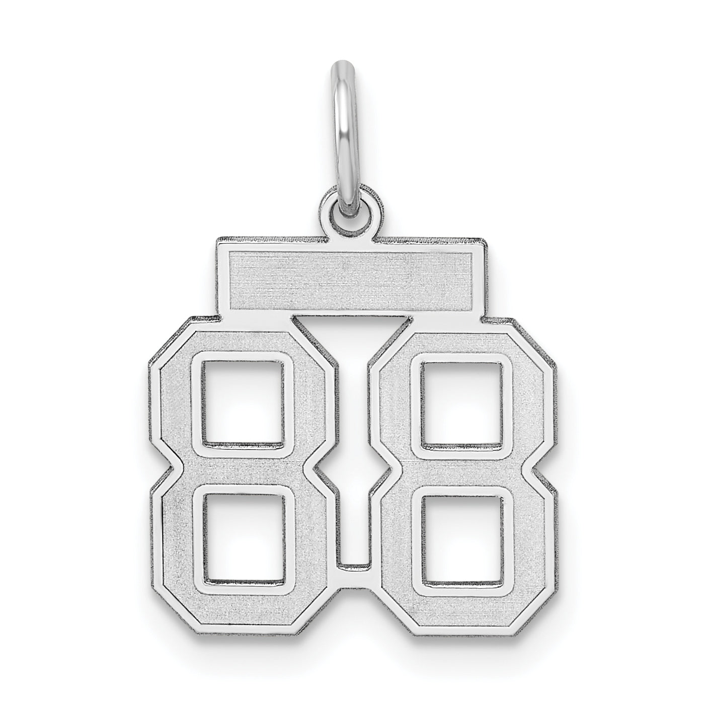 Sterling Silver Silver/Rhodium-Plated Satin Number 88 Charm