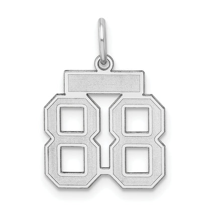 Sterling Silver Silver/Rhodium-Plated Satin Number 88 Charm