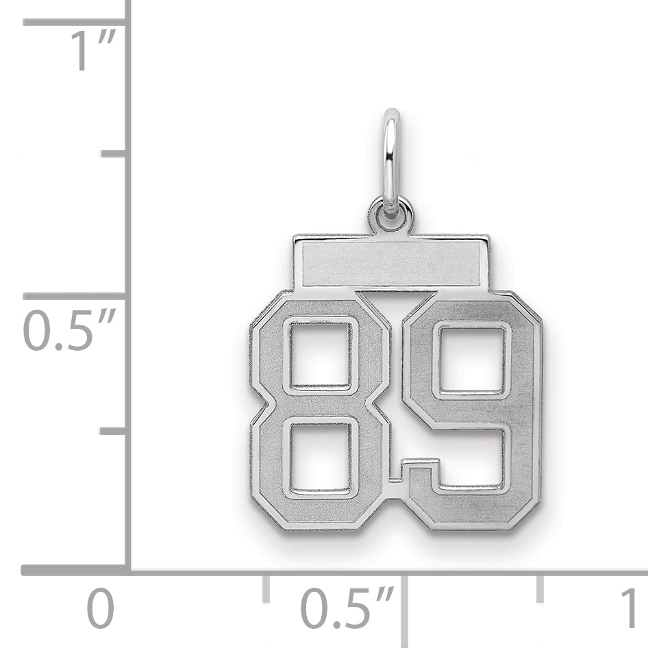 Sterling Silver Silver/Rhodium-Plated Satin Number 89 Charm