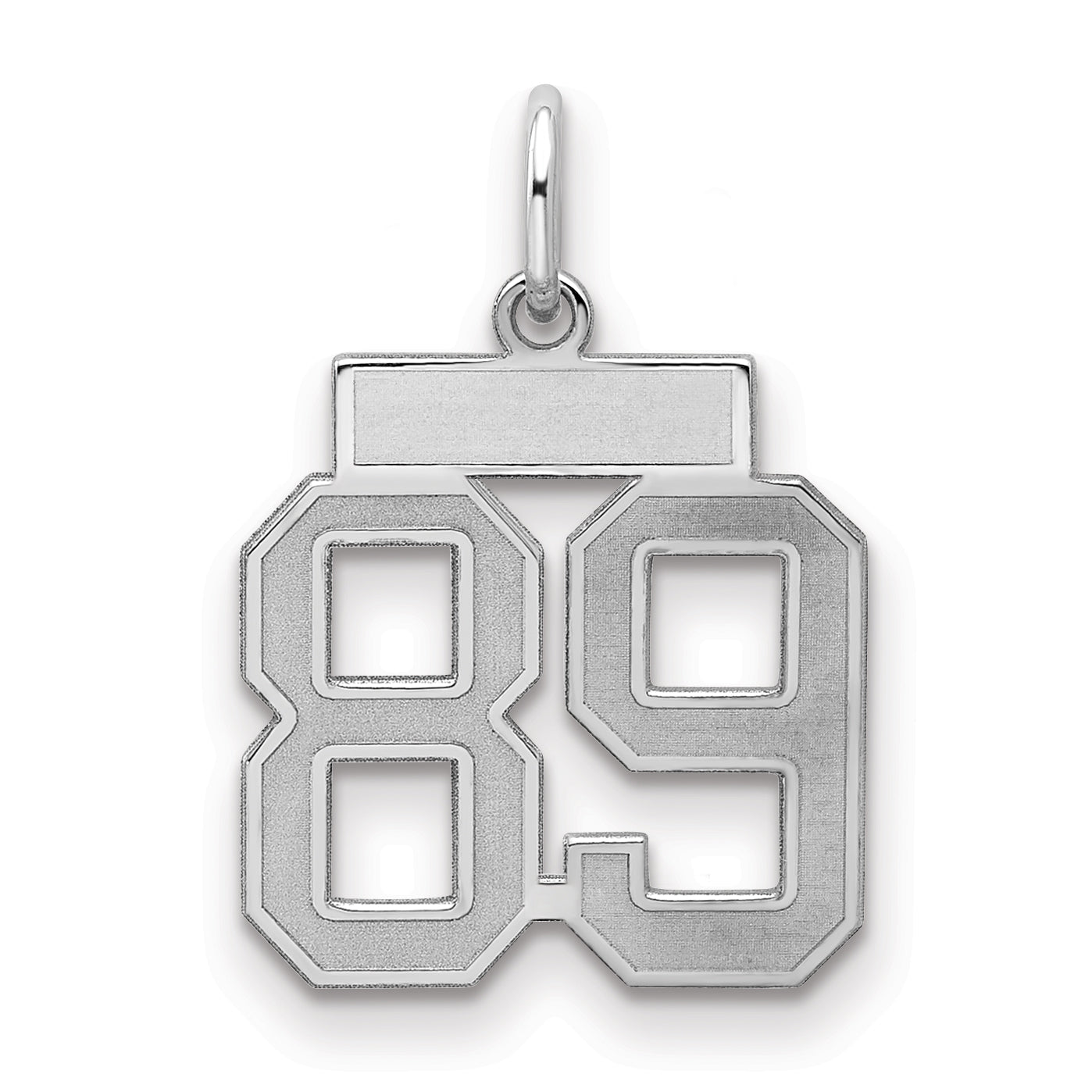 Sterling Silver Silver/Rhodium-Plated Satin Number 89 Charm