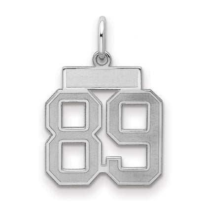 Sterling Silver Silver/Rhodium-Plated Satin Number 89 Charm