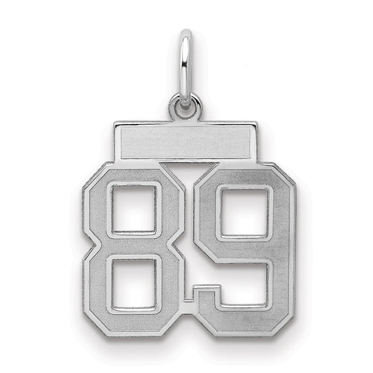 Sterling Silver Silver/Rhodium-Plated Satin Number 89 Charm
