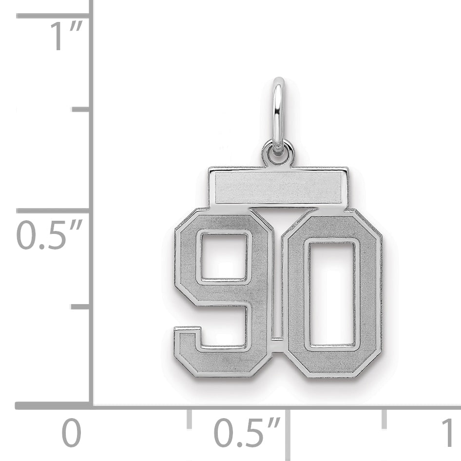 Sterling Silver Silver/Rhodium-Plated Satin Number 90 Charm
