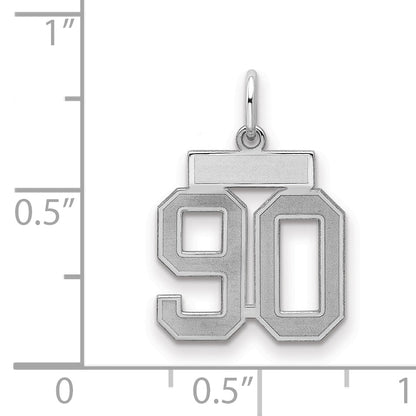 Sterling Silver Silver/Rhodium-Plated Satin Number 90 Charm