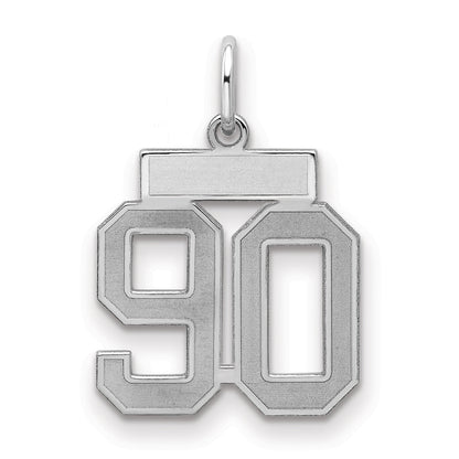 Sterling Silver Silver/Rhodium-Plated Satin Number 90 Charm