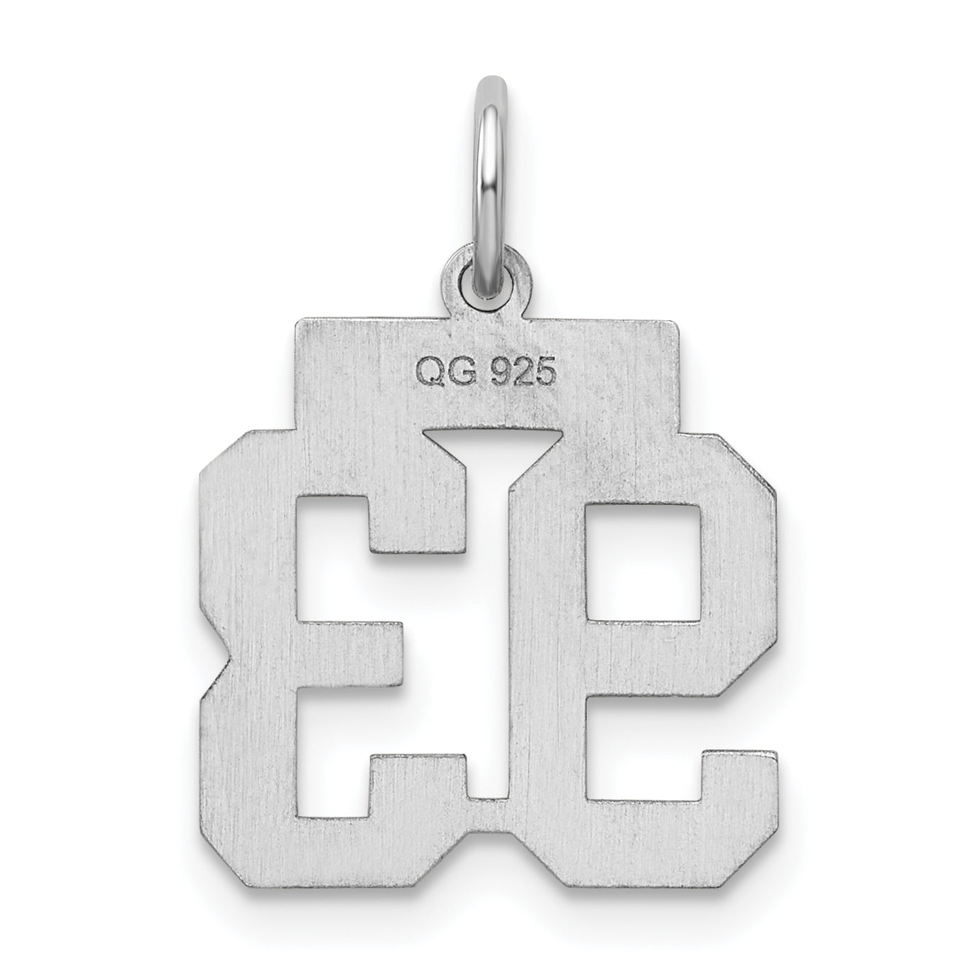Sterling Silver Silver/Rhodium-Plated Satin Number 93 Charm